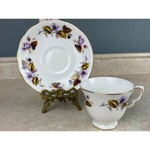 Queen Anne Fall Leaves With Flower  Bone China England Tea Cup And Saucer Set